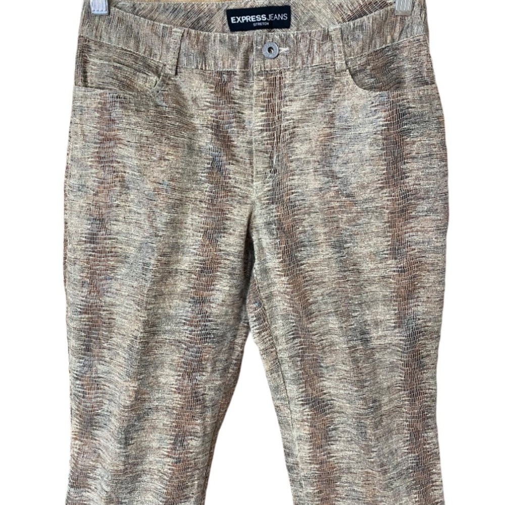 Express Jeans snakeskin print stretch pant 3/4 - Picture 3 of 8